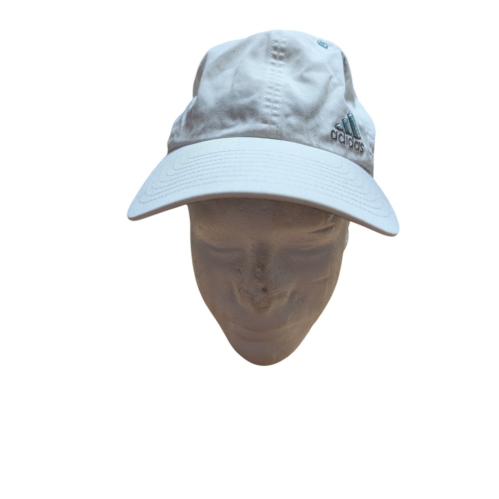 Adidas Baseball Cap Women OSFM White Light Blue Logo Excellent Adjustable Hat